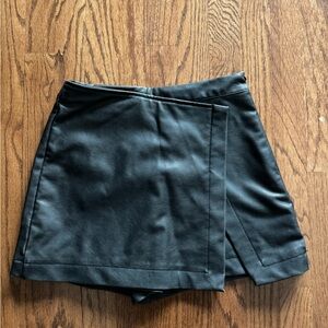 Black Faux Leather Mini Skort